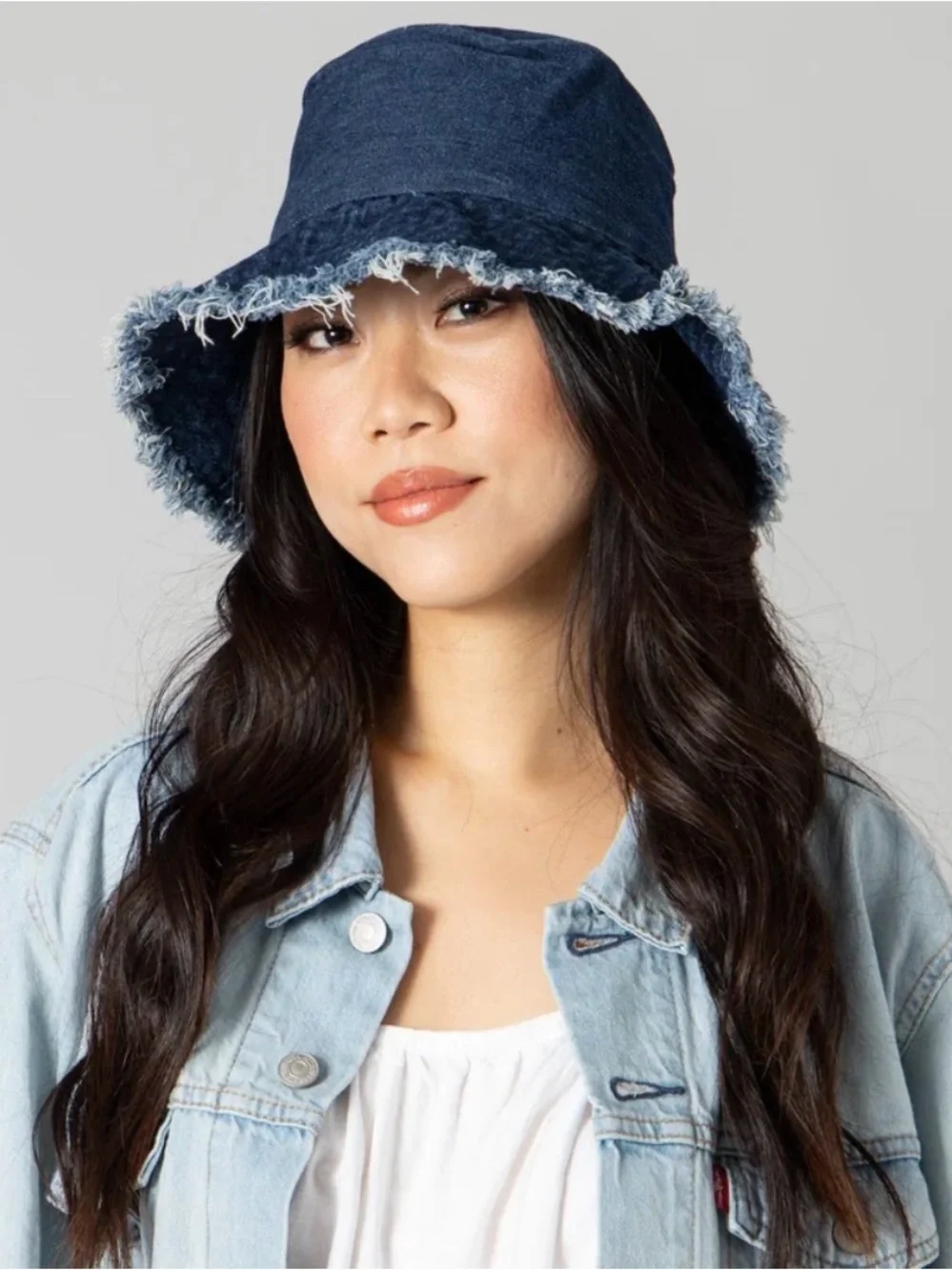 The Frayed Denim Bucket Hat 100% Cotton